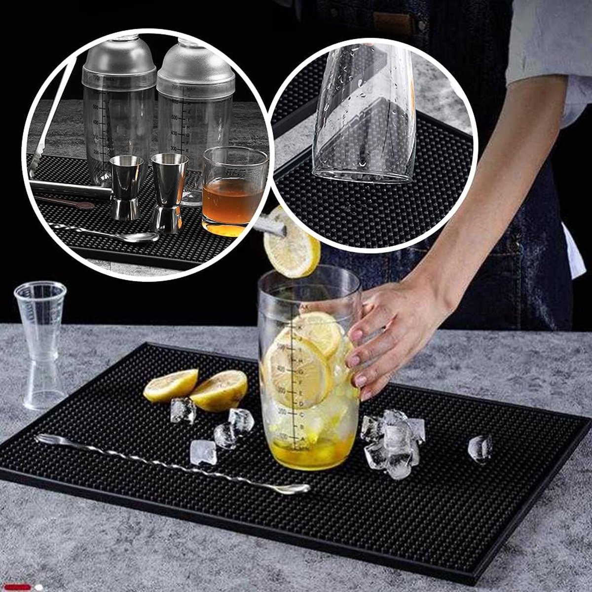 Goedkoopste Barmat, 45 x 30 cm, afdruipmat, siliconen, zwart, voor keukenaanrecht, bar, café