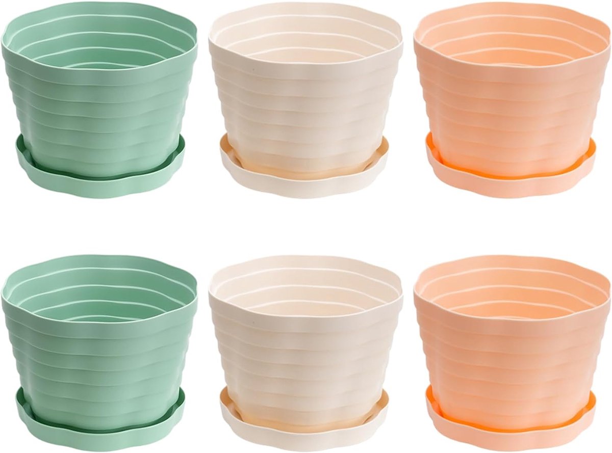 Bloempot kunststof plantenpot set van 6 3 12 cm 13 cm kweekpotten met drainagegaten en verwijderbare bodem ronde Scandinavische plantenpot voor binnen- en balkontuinplanten (A-6)