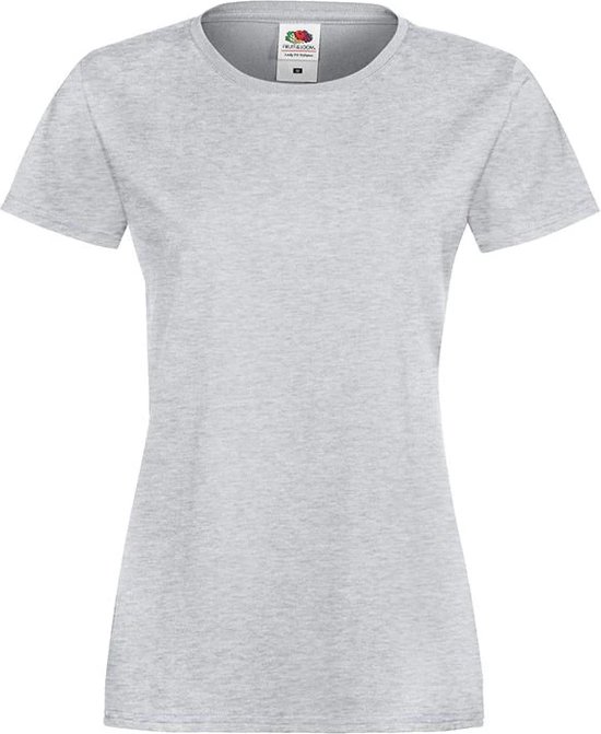 Foto: Fruit of the loom lady fit dames sofspun t shirt heide grijs extra large