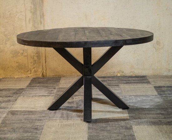 Table à manger ronde en manguier noir 'Black Spider' Ø150 cm | Meubelplaats