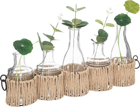 Atmosphera Soliflores Plantes artificielles en verres - 41x8x30cm - Vert/Beige