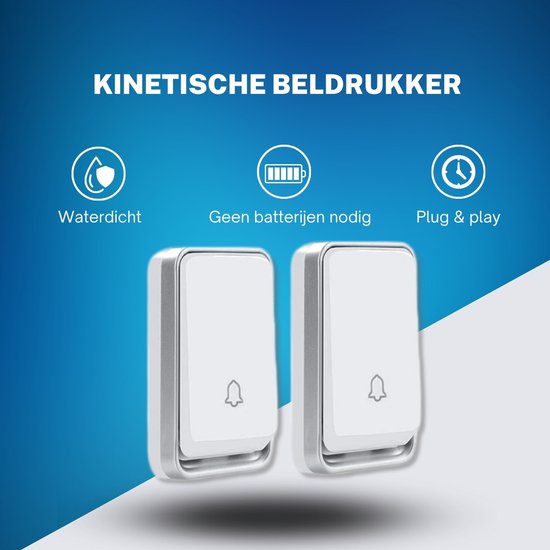 Bell4U Kinetische Draadloze Deurbel Zonder Batterijen - Plug & Play - 4 Ontvangers en 2 Beldrukkers - Waterdicht - Bereik Tot 100 Meter — afbeelding 4