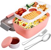 Boîte à lunch pour adultes, 2000 ml, boîte à bento, grande avec compartiments, étanche, saladier, sans BPA, saladier avec cuillère fourchette, passe au lave-vaisselle, boîte à lunch pour le travail, pique-nique, voyage