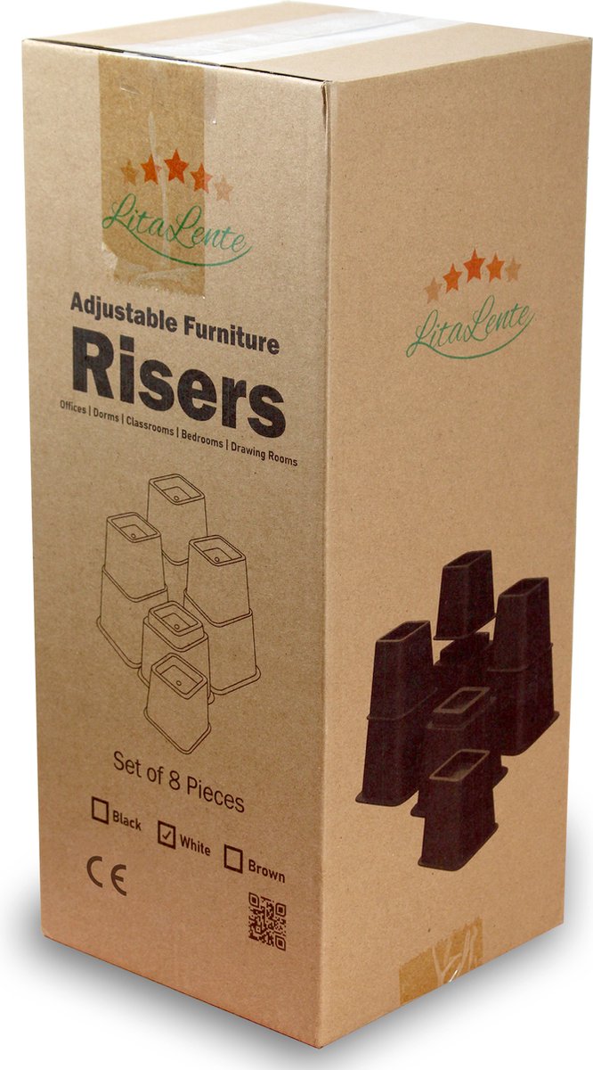 Bedverhogers Meubels Voeten Verstelbaar 8 Stuks 4 x 5  4 x 3, bedverhoger Tafel Stoel Kast Meubels Been A Maximale lift van 8 (Zwart