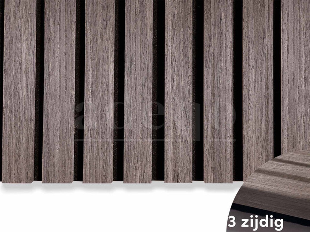 Adeqo Akupanel - Akoestisch Wandpaneel - Donker Walnoot 260 x 60cm - Hout Wandpaneel - Millieuvriendelijk Materiaal - Akoestische Panelen - 3D Wandpanelen - Wandpanelen Hout