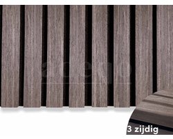 Adeqo Akupanel - Akoestisch Wandpaneel - Donker Walnoot 260 x 60cm - Hout Wandpaneel - Millieuvriendelijk Materiaal - Akoestische Panelen - 3D Wandpanelen - Wandpanelen Hout