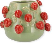 Daan Kromhout - Bloempot - Vaas - Pot - Pistache - Strawberry - Fruit - Aardbei - 24x19 cm - Keramiek