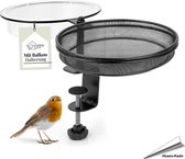 Wildlife Home - Balkon voer- en drinkbak voor wilde vogels - Robuuste beugel voor bevestiging aan balkonreling - Twee bakjes met elk een diameter van 18cm