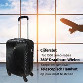 Ceruzo Handbagage Koffer - Trolley - 28L - 51.5 cm - Spinnerwielen 360°- Cijferslot-Zwart-Reiskoffer