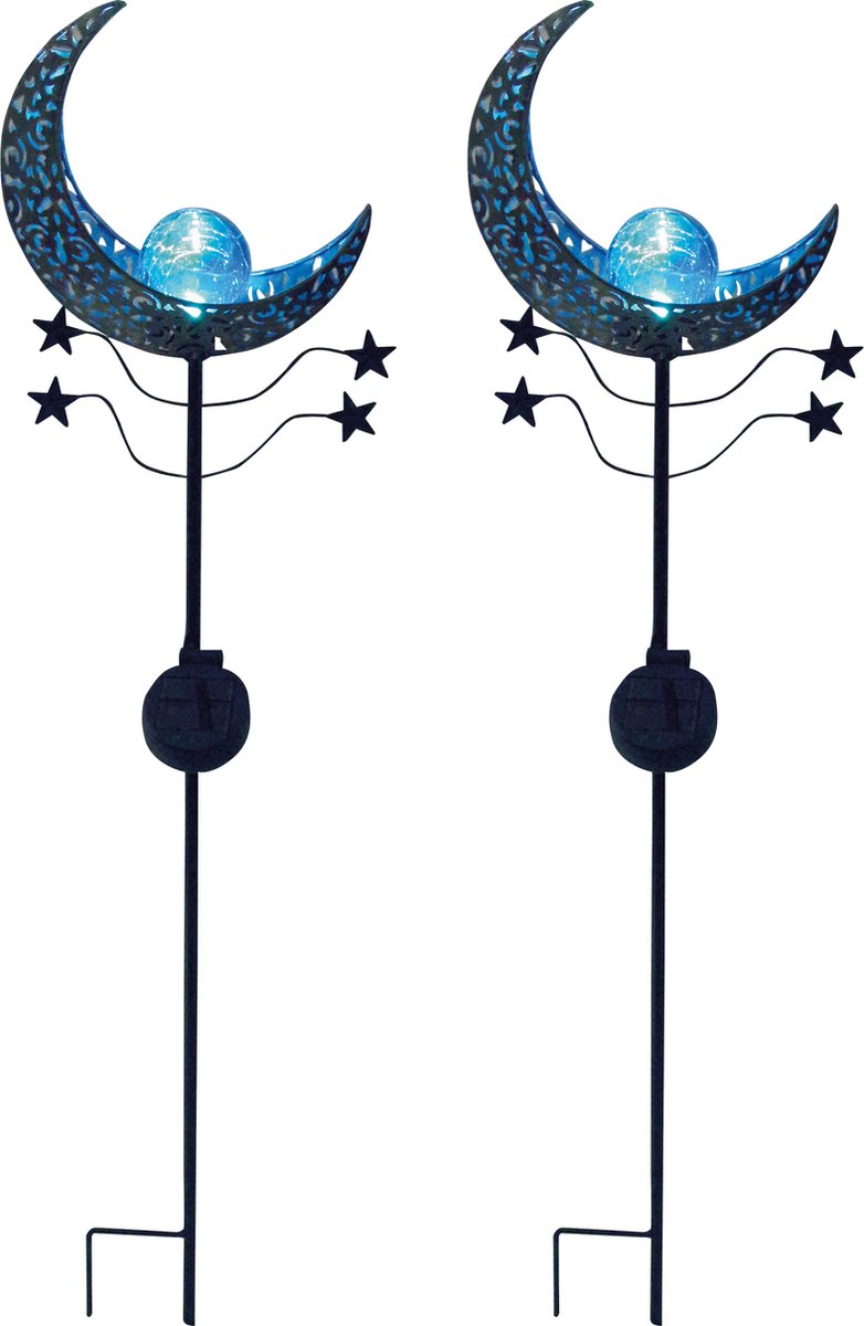 Luxform - Tuinlamp met grondspies - Mandala Blauw - 2 stuks - LED - Werkend op zonne-energie