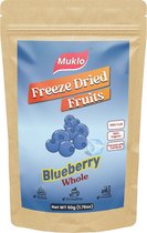 Muklo - Freeze Dried Fruits (Gevriesdroogd Fruit) - Blueberry (Blauwe bes) Whole- 50 Gram - Gezonde snack - Zonder toevoegingen - 100% fruit - Vegan