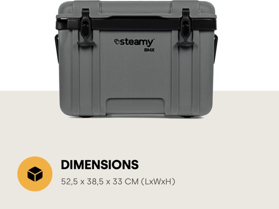 Steamy BMX 26 - Koelbox voor op de Bouw - 26 Liter - Grijs van Steamy BMX — afbeelding 5