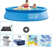 Intex Rond Opblaasbaar Easy Set Zwembad - 244 x 61 cm - Blauw - Inclusief Pomp Solarzeil - Onderhoudspakket - Filters - Solar Mat