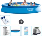 Intex Rond Opblaasbaar Easy Set Zwembad - 457 x 84 cm - Blauw - Inclusief Pomp Afdekzeil - Filter - Zoutwatersysteem - Zwembadzout