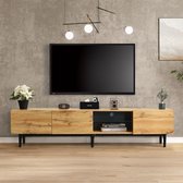 Sweiko Moderne TV kast met houtnerf, variabele LED verlichting, 175 (L) x 31 (W) x 41 (H) cm