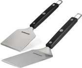 Burnhard BBQ Outils - Set de spatules en acier inoxydable - Ensemble de spatules pour plaque de grill Plancha