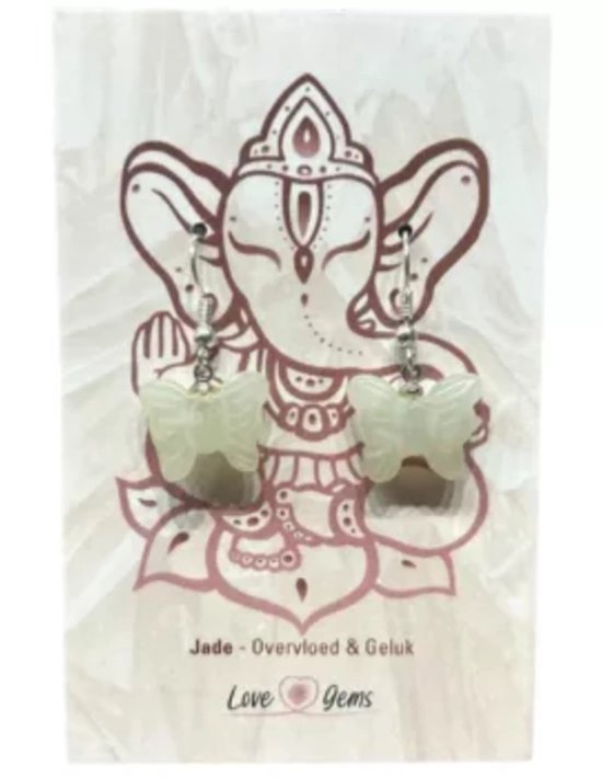 Jade Serpentijn oorbellen vlinder - Love Gems