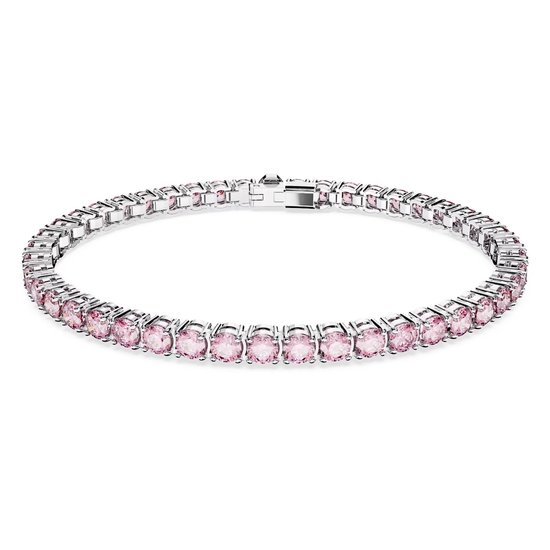 Roze tennisarmband met ronde stenen.