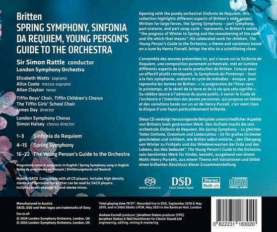Boekje met noten en teksten voor Britten: Spring Symphony, Sinfonia da Requiem en Young Person's Guide to the Orchestra. Met 5cd's.