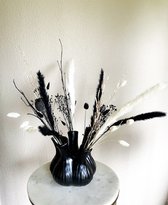 Tulpenvaas Zwart met droogbloemen- Maat M- Daan Kromhout - 17 x 20 cm - La Florista