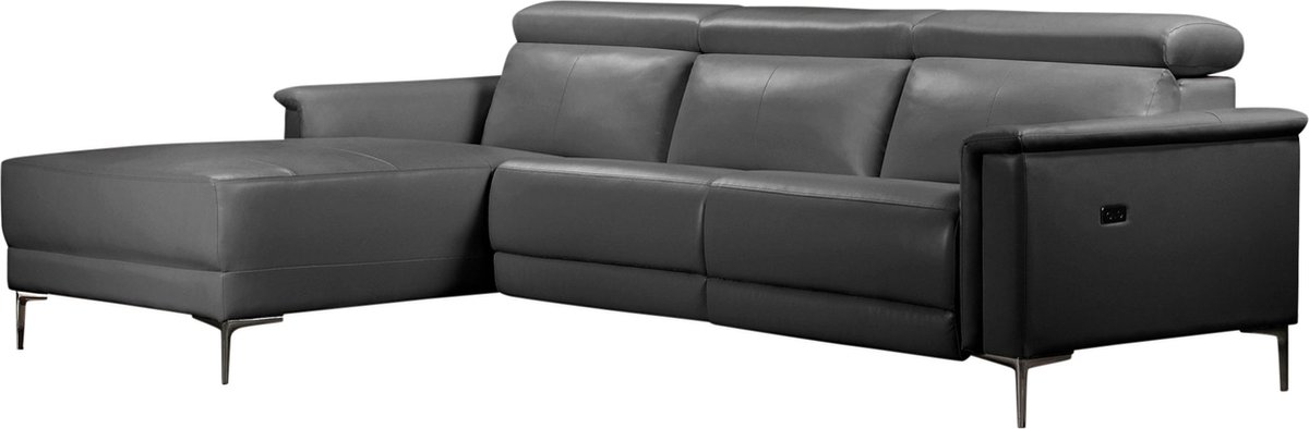 Notio Living Lund-ChaiseLongue - 1 Elektrische Relax - Grijs PU