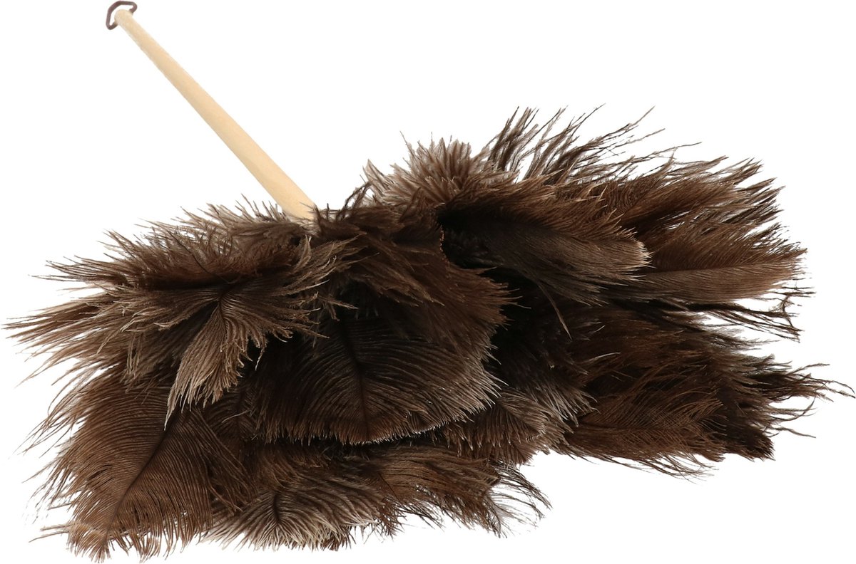 Goedkoopste Plumeau/duster - Struisvogel veren - 66 cm - houten steel en een ophang lus