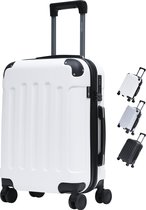 Valise Bagage à main Pathsail® 40L x 55CM - ABS - Chariot léger - Incl. Antivol TSA et Spinner - Wit