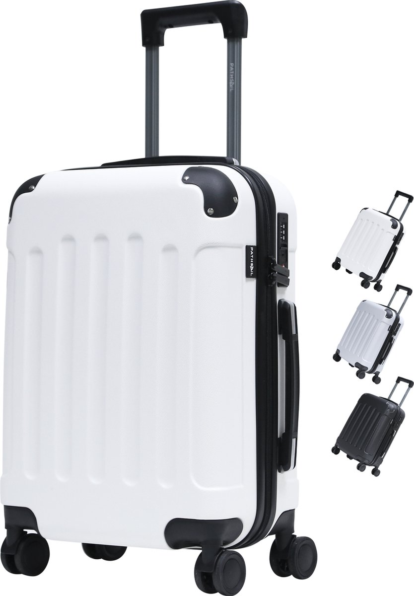 Pathsail® Handbagage Koffer 40L x 55CM - ABS - Lichtgewicht Trolley - Incl. TSA slot & Spinner wielen - Wit