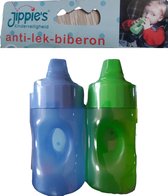 set van 2 stuks Jippie's Anti lek Drink bekers blauw groen - easy to hold -vanaf 6 maanden