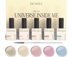 De Sera Gellak Kleuren Set Elegant - 10ML - UV Gel Nagellak - Gelnagels Gel Lak - Gellac Nagels - Nagellakset Nude/Pink/Glitter - Series No. 6 - Universe Inside Me