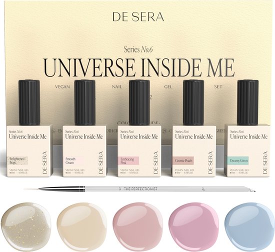 De Sera Gellak Kleuren Set Elegant - 10ML - UV Gel Nagellak - Gelnagels Gel Lak - Gellac Nagels - Nagellakset Nude/Pink/Glitter - Series No. 6 - Universe Inside Me