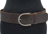 JV Belts Dames heup riem bruin - dames riem - 5.5 cm breed - Bruin - Echt Leer craquelé - Taille: 95cm - Totale lengte riem: 110cm