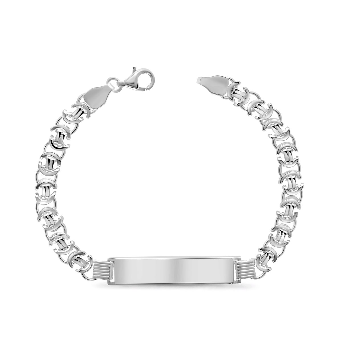 Juwelier Emo - Graveerarmband Platte Koningschakel plaat 8.2 mm - 20 cm - Zilver 925