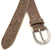 Thimbly Belts Dames riem bruin met spikkels - dames riem - 3.5 cm breed - Bruin gespikkeld - Echt Leer - Taille: 105cm - Totale lengte riem: 120cm