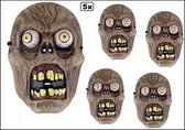 5x Masker Doodshoofd met bewegende ogen - PVC - Creepy horror spooktocht halloween griezel doodskop festival