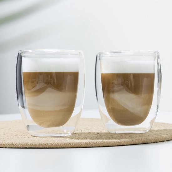 Verres à café - 350 ml - Set de 2 - Verres à Cappuccino - Verres à latte macchiato