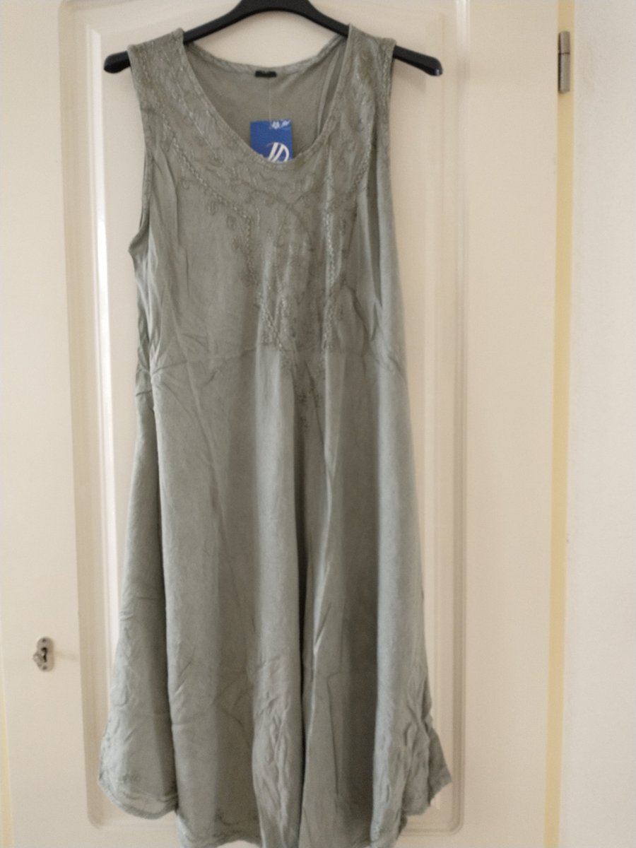 Lange dames jurk Pepita effen grijs mouwloos one size strandjurk beachwear bohemian ibiza style XL/XXL - Merkloos