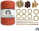 Macramé Pakket | 200 METER | Incl. Handleiding | Rust | Starter Set | Ringen | Kralen |Stokken | Macramé Touw | 3mm | 100% Katoen | Macramé | Decoratie | DIY | Doe Het Zelf | Wandkleed | Dromenvanger | Plantenhanger | Tassen | TheOldOmen |