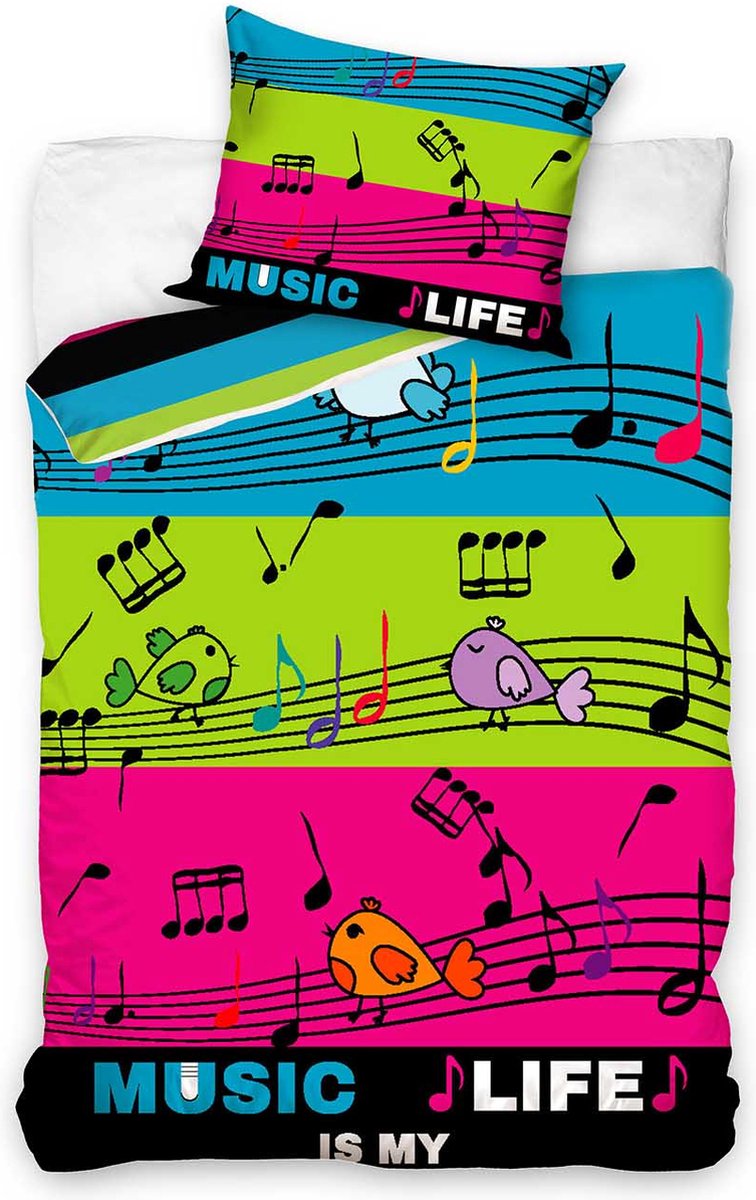 Music is my life dekbedovertrek 140 x 200 cm - 70 x 90 cm - Katoen