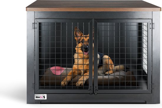 MaxxPet Houten Hondenbench - Bench - Hondenhuisje voor binnen - 106x60x77cm - Walnoot - Incl. Drinkbakje