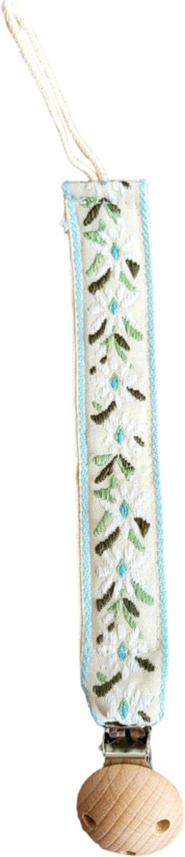 Goedkoopste Speenkoord - spenenketting - Bohemain - Bloemen - Blauw en Groen
