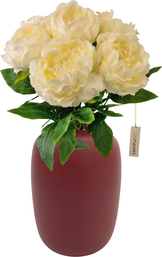 Bouquet artificiel - Easyplants - Pivoine White - 39 Cm - Bouquet en Soie - Bouquets Artificiels