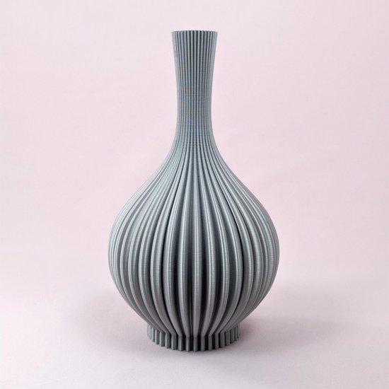 Dastium Home - 3D geprinte vaas Eline - Glanzend Zilver - 40 cm - Luxe vaas voor zijden bloemen - Woonaccessoires voor droogbloemen