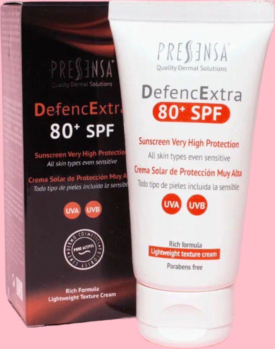 Goedkoopste Pressensa DefencExtra 80 SPF Ultra Hoge Bescherming, Geschikt voor Alle Huidtypen, Waterbestendig, Voedt & Hydrateert, Zonnebrandcreme
