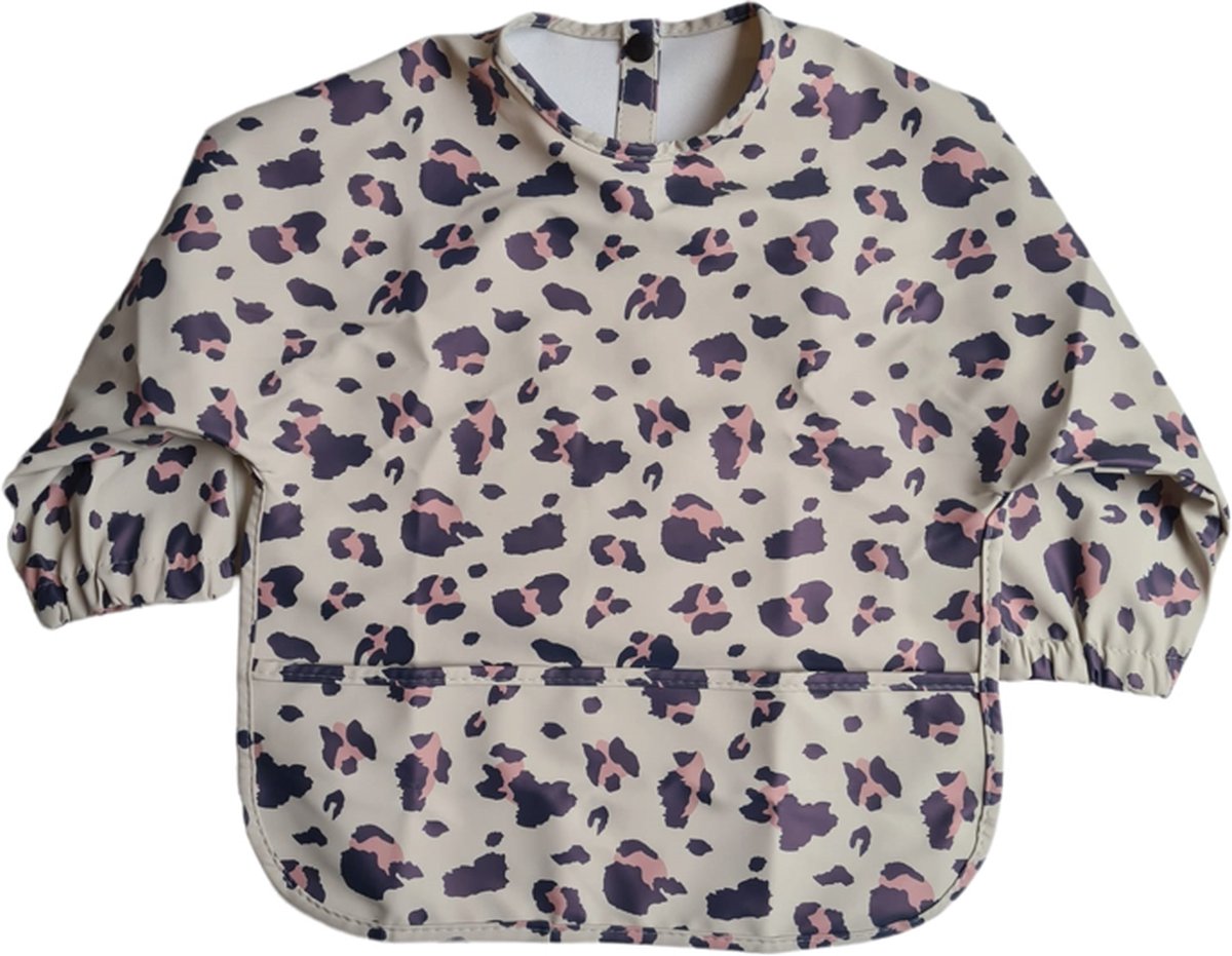 Goedkoopste Slab - Schort - Waterproof - met mouw - Kinderschort - Slab met mouwen - Waterafstotend - Knutselen - Kliederschort - met opvangbak - 36 tot 54 maanden - Luipaard