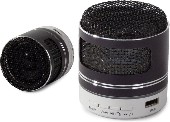 Bluetooth mini draadloze speaker met FM radio, USB, microSD, AUX, MP3, oplaadbare batterij, zwart