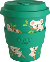 Quy Cup 230ml Ecologische Reis Beker - “Koala" - BPA Vrij - Gemaakt van Gerecyclede Pet Flessen met groen Siliconen deksel