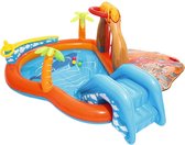 QProductz Kinderzwembad met Glijbaan - Kinderzwembad Thema Vulkaan - Speelzwembad met Speelelementen - 265 x 265 x 104cm