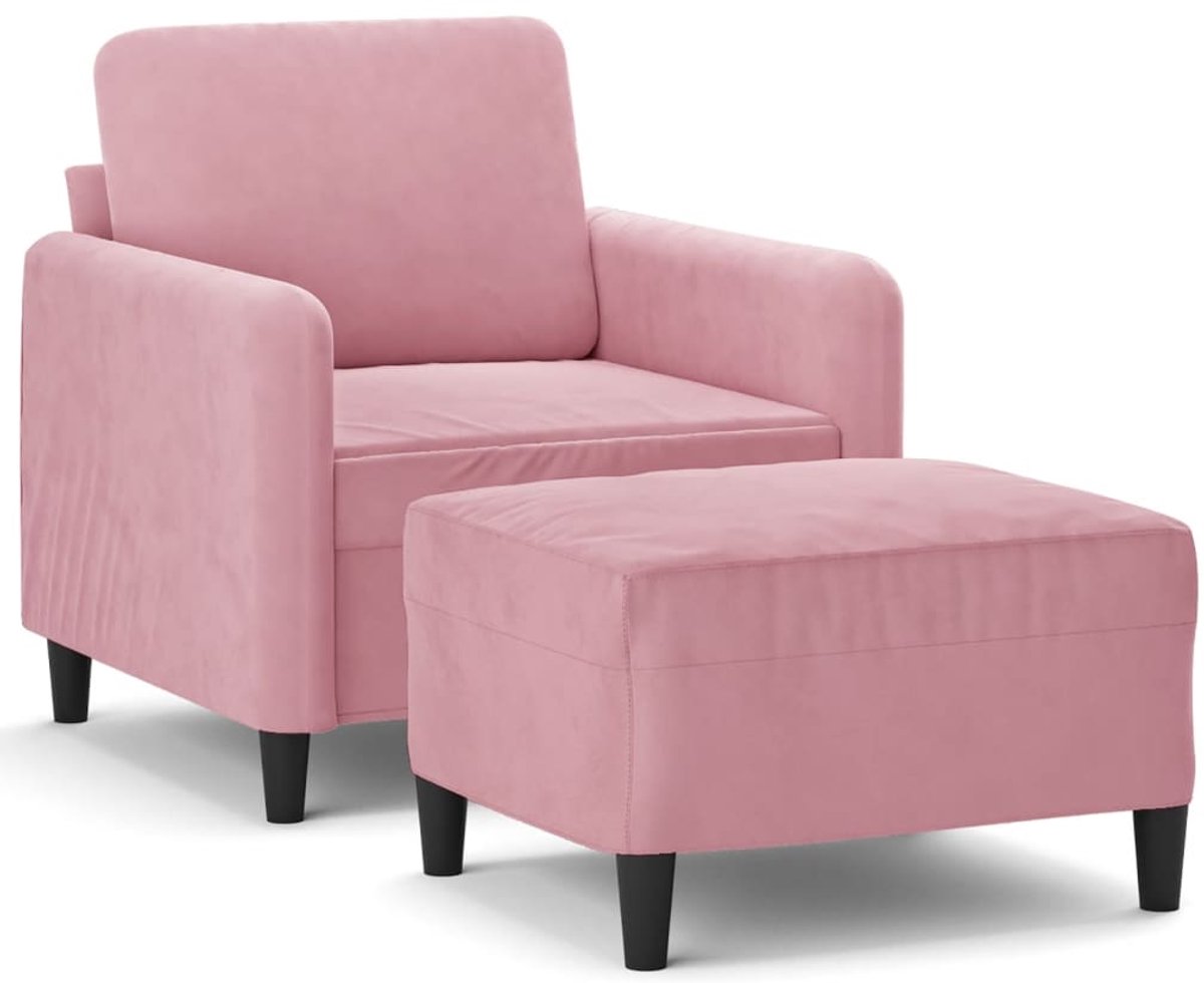 vidaXL Fauteuil - met - voetenbank - 60 - cm - fluweel - roze