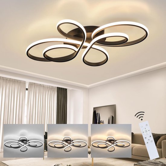 LuxiLamps - Plafonnier Moderne - Lustre LED de Luxe - Dimmable - Forme Papillon - 100 cm - Lampe de Salon - Zwart - Plafoniere - 90W